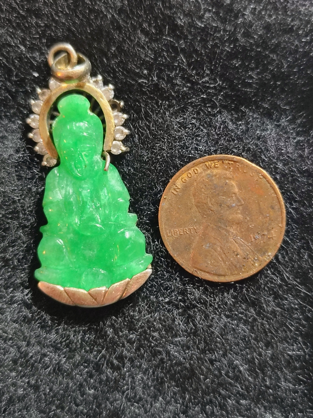 Green Jade Buddha Pendant Necklace Charm